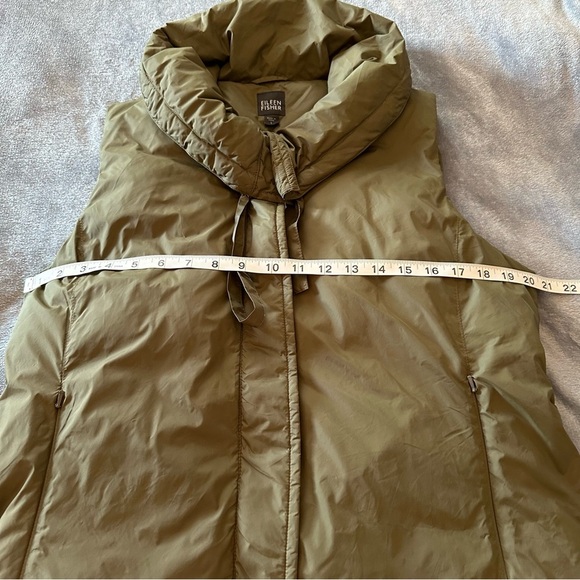Eileen Fisher Khaki Army Green Down Puffer Sleeveless Vest Size L - Picture 15 of 15
